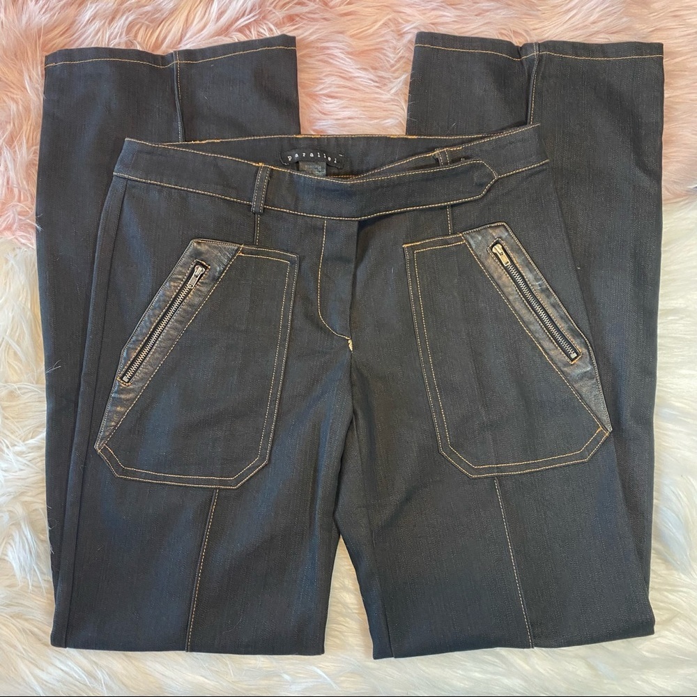 Parallel Straight Leather Zipper Detail Anthropologie Jeans NWOT Size 6